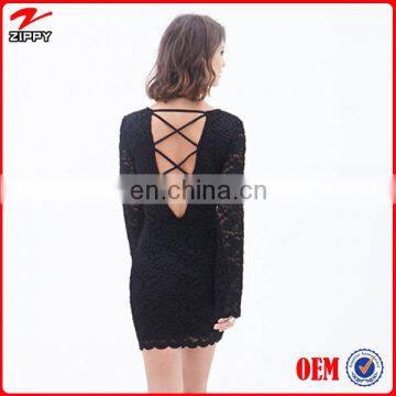 2014 winter women dress Crisscross Cutout Back Floral Lace Sheath Dresses