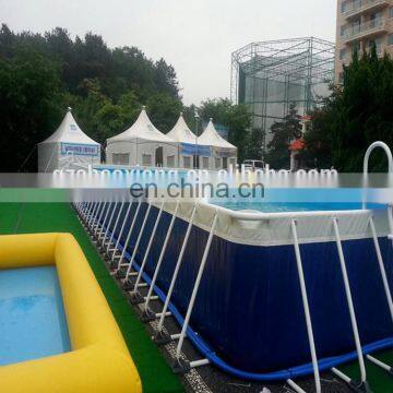 Portable Outdoor Rectangular Plastic PVC Metal Frame Steel Wall Above Ground Swimming Pool Factory