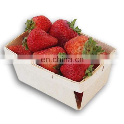 One Quart Wooden Berry Baskets 5.75-Inch Square Vented Wood Boxes for Fruit Picking