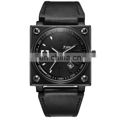 OULM HP8055 Men's Fashion&Casual Watch Japan Quartz Movement Simple Style Leather Band Watch Auto Date