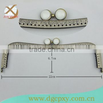 2015 Newest metal frame for purse bags with coins white gems