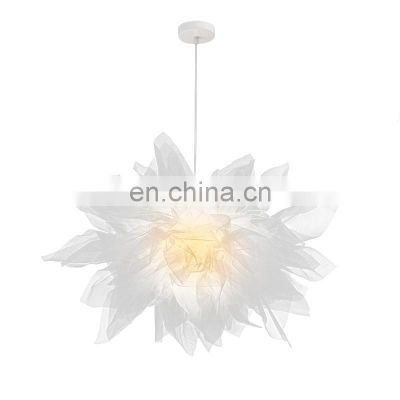 Decorative LED Yarn Flower Pendant Light for Cafe Bar and Dining Room LED Floral Chandelier Creative Hotel Ceiling Lamp