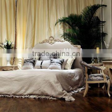 Luxury french rococo style bedroom furniture set Royal design Upholstery Bed Wood king size bed                        
                                                Quality Choice