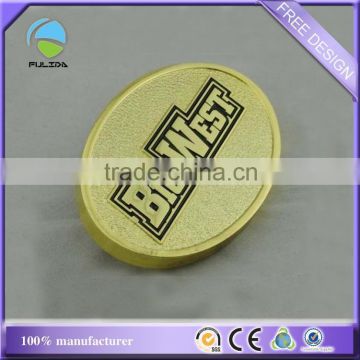 custom oval shaped gold lapel pins sand-blasting thick screw souvenir badge