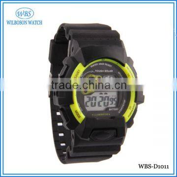 Stainless steel back geneva rubber light up sport digital watches