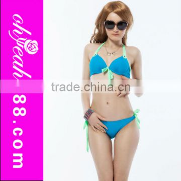 Vintage style padded push up wholesale price young girls swimwear bikini suit