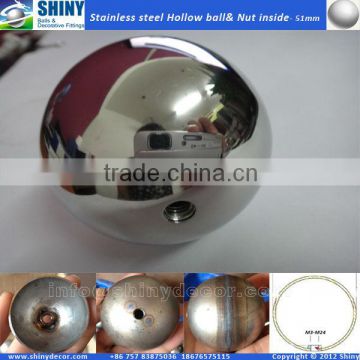 Stainless steel hollow ball with nut inside