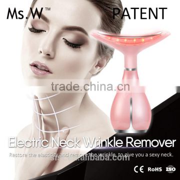 Patented heat vibrator red blue green light treatment neck anti-wrinkle beauty skin lifting equipment