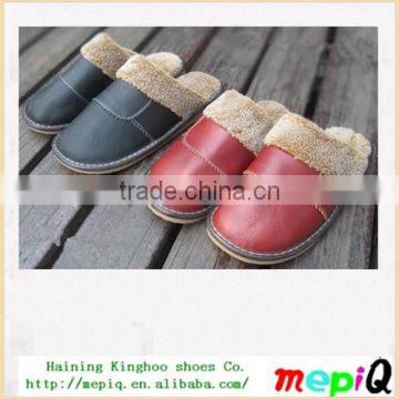 leather warm winter indoor slipper cow leather wholesale