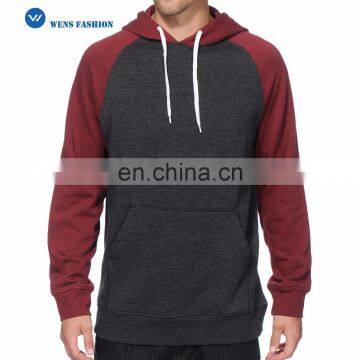 2017 Cheap Price China Wholesale Custom Style Men Raglan Sleeve Two Tone Hoodies