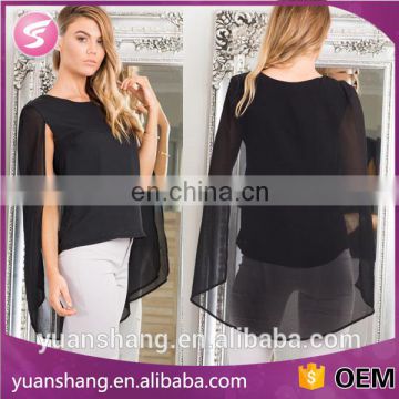 Long Sleeve Latest Top Designs For Women Sexy Blouse In Black