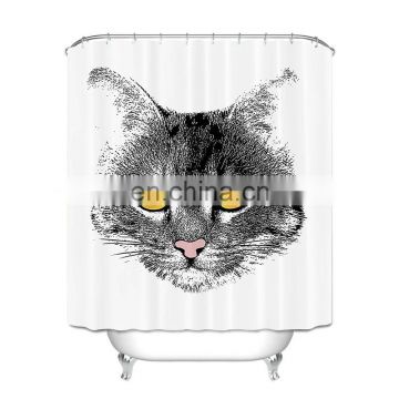Japanese cat printed cute animals home goods plain shower curtain for kids