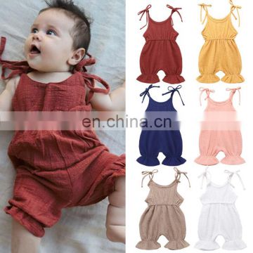 2019 summer Linen baby bodysuit romper custom printed baby onesie