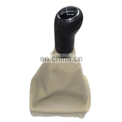 Free Shipping!15MM Beige 5 Speed Gear Shift Knob Gaitor Chrome Boot For VW Polo 9N 9N3 IV V