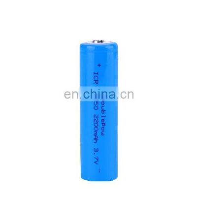 High Capacity 3.7V 2200mAh rechargeable 18650 lithium battery