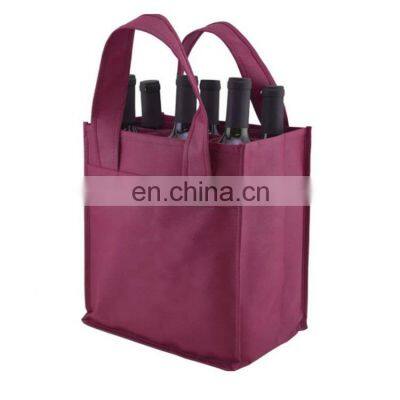 Custom Logo Print Reusable 6 Bottle Non Woven Wine Bag