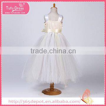 Satin ribbon fashion korean style latest girl dress designs flower girl dress