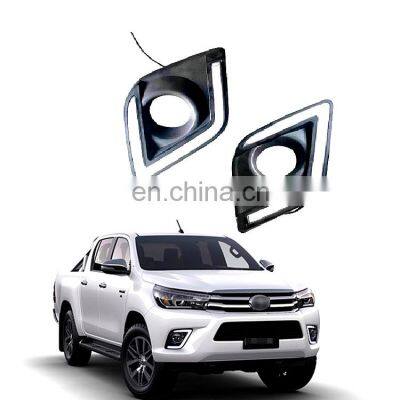 MAICTOP 12V 6000k LED DRL Daytime running light fog lamp frame Fog lights for Hilux Revo VIGO 2015 2016