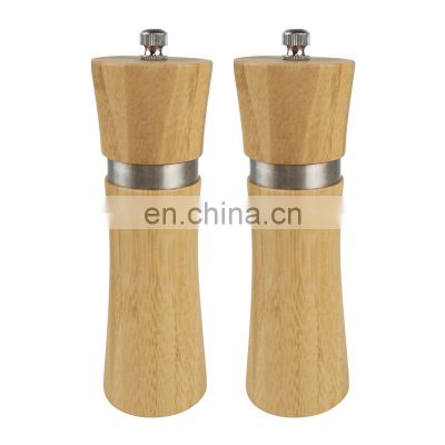 Bamboo Wooden Salt And Pepper Mill Set Ceramic Grinder Blades With Adjustable Coarseness For Cooking