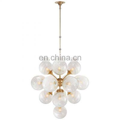 Hand blown big round glass bubble ball chandelier unique  for dining room living room