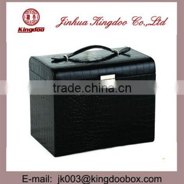 Jinhua Supplier Large Wooden PU Leather Jewelery Box with Handle