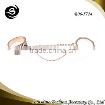Wholesale gold rings fiinger with double rings design pure gold alloy rings