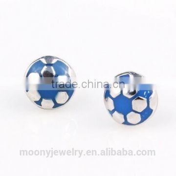 Lovely fashion silver football earring designs new model football statement earrings