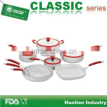 12pcs ceramic coated Cookware Set with silicone rim lid