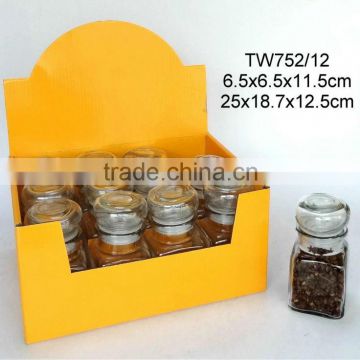 TW752/12 glass spice jar with glass lid