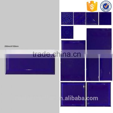 China floor tiles glossy purple blue wall tile, bevel ceramic tile, 100x200mm bathroom tiles foshan factory