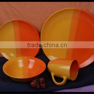 yellow and orange cross color style stoneware tableware made in China 16pcs ceramic dinnerware color glaze stoneware dinner set