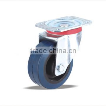 Swivel Caster with Elastic Rubber Wheels(Nylon core)