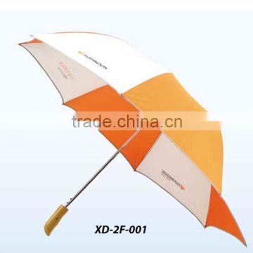 promotional auto open 21"x8k 2 fold umbrella with wood handle