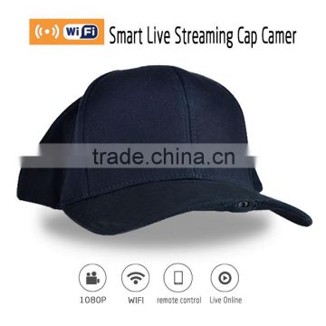 New wearable Live Streaming hat HD1080P sport wireless cap hidden camera