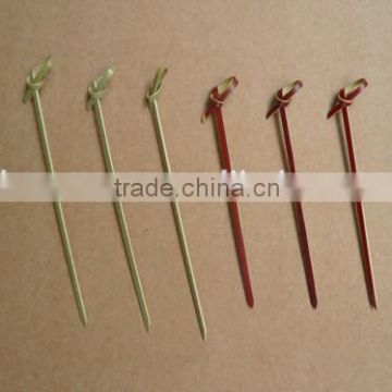 different colors bamboo color knotted skewers for fruit or meat in BBQ or Party