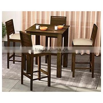 Wheat brown color four sitter high wooden dining table set