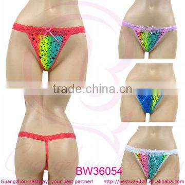 Very hot sale assorted colorful cheap g-string panties from Guangzhou Bestway Underwear
