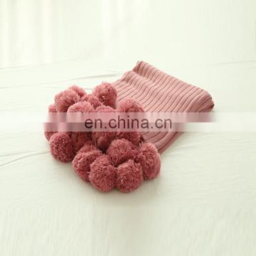 fashion larger multiple sizes 100% cotton soft moroccan pom pom baby throw knitted blanket Pattern