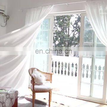 Modern Simple Style Solid Color Half-shading Sheer Fabric Curtain For Home Hotel French Window Decor