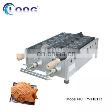 Most Popular 6 pieces Gas Taiyaki Grill Fish Shape Cake Machine in Stock