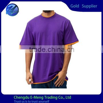 Wholesale O-necK Short Sleeve Mens Long Body Tshirt in Purple