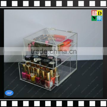 Clear acrylic storage makeup cosmetic drawer organizer acrylic makeup jewelry display box/bin with cover/top From China