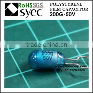 200pF 50VDC Radial PSA 200G 50VDC Polystyrene Film Capacitor