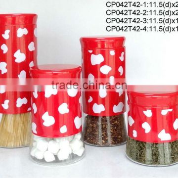 CP042T42 round glass jar glassware with stainless steel casing