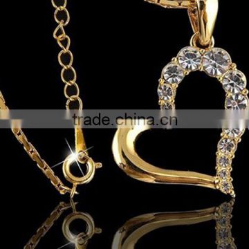 austrian crystal gold heart pendant alloy necklace