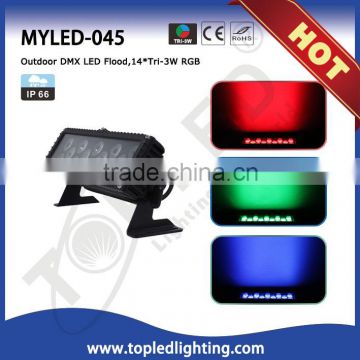 CE&RoHs Certificate Excellent Color Mixing IP66 Outdoor 14* Tri-3W RGB Wall Washer LED Light