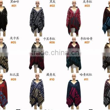 New style high quality women cashmere shawl poncho with button