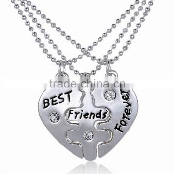 3pcs BFF Best Friend Forever Love Break Heart Pendent Friendship Necklace Gift