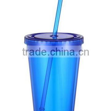 Double Wall Insulated plastic Tumblers with Straw and Lid