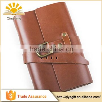 high qulity refillable vintage travel leather notebook with metal lock 6-ring binder